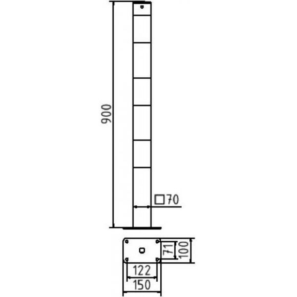 Absperrpfosten Stahlrohr 70x70 mm zum Aufdübeln Absperrpfosten Stahlrohr 70x70 mm zum Aufdübeln