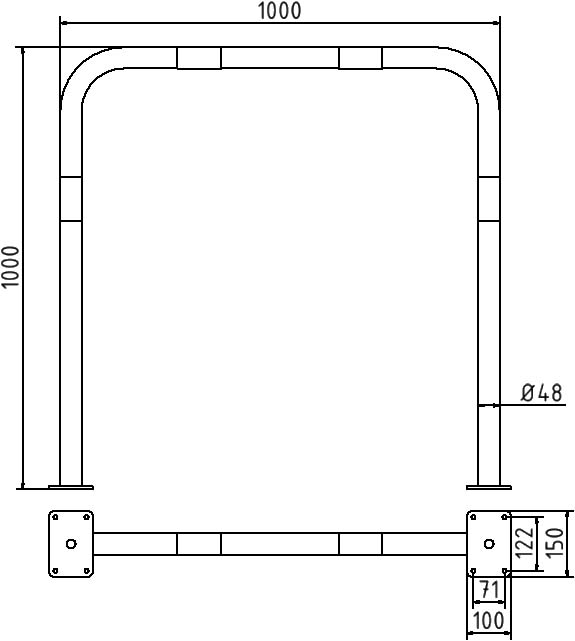 Fahrradbügel Ø48 mm zum Aufdübeln