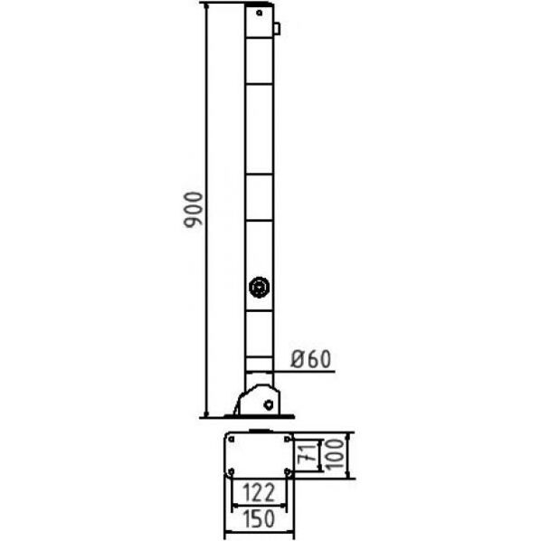 Absperrpfosten Stahlrohr Ø60 mm umlegbar mit Dreikantverschlus