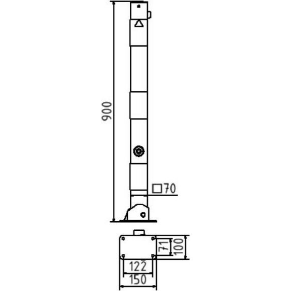 Absperrpfosten 70x70 mm umlegbar mit Dreikantverschluss Absperrpfosten 70x70 mm umlegbar mit Dreikantverschluss